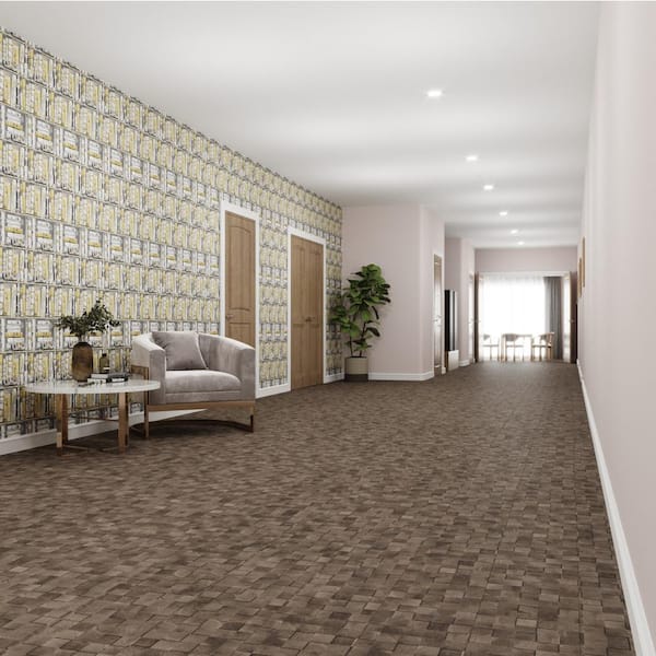 FabCore Oak Block 28 MIL x 12 in. W x 24 in. L Adhesive Waterproof Vinyl Tile Flooring (36 sqft/case)