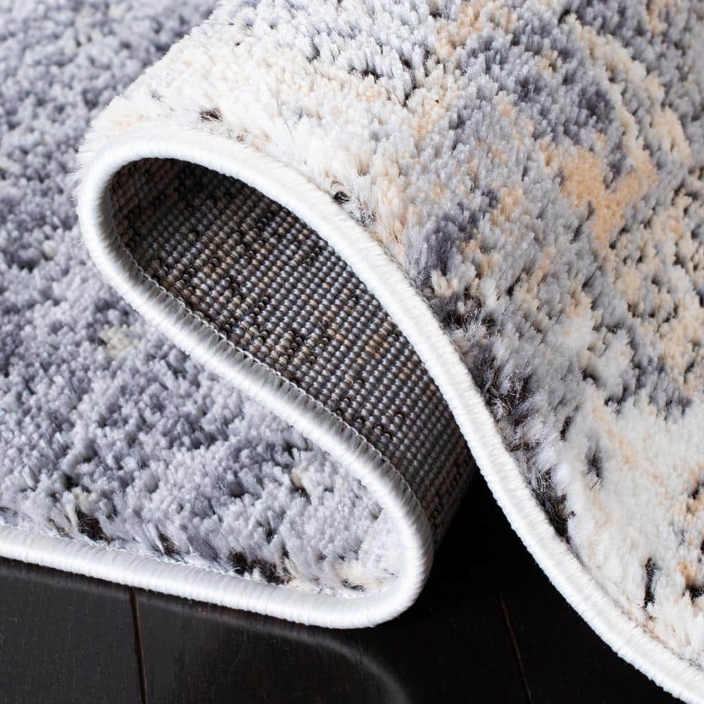 Elysian Grey and Gold 79" Square Synthetic Area Rug