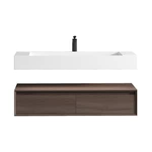 Alysa 47 in. W. x 20 in. D x 23 in. H Single Sink Floating Bath Vanity in Red Oak with White Acrylic Top