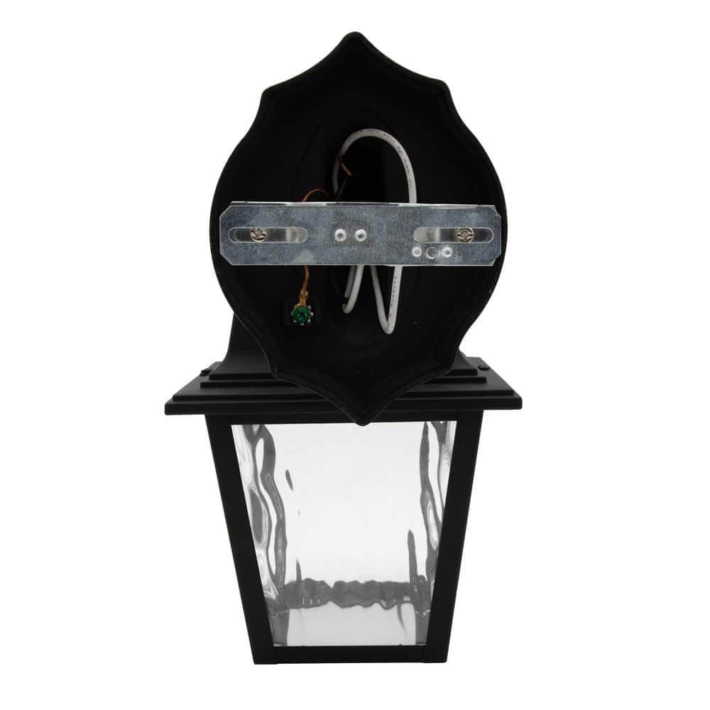 Black Aluminum LED Lantern Sconce with Water Glass