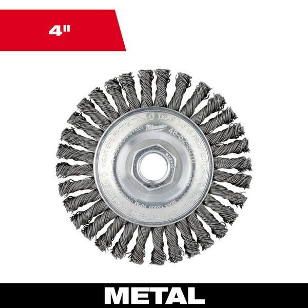 Westward 1GBJ6 4-inch Stainless Steel Stringer Bead Twist Wire Wheel - M10-1.25