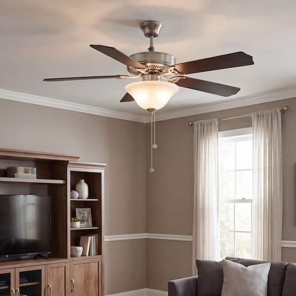 Meridian 52 in. Indoor Brushed Nickel Ceiling Fan with Light Kit and Remote