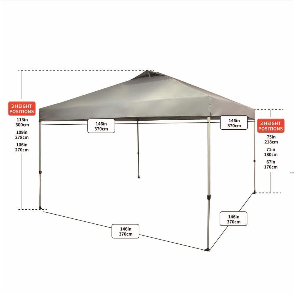 Gray 12 x 12 ft. One Touch Polyester Canopy Tent