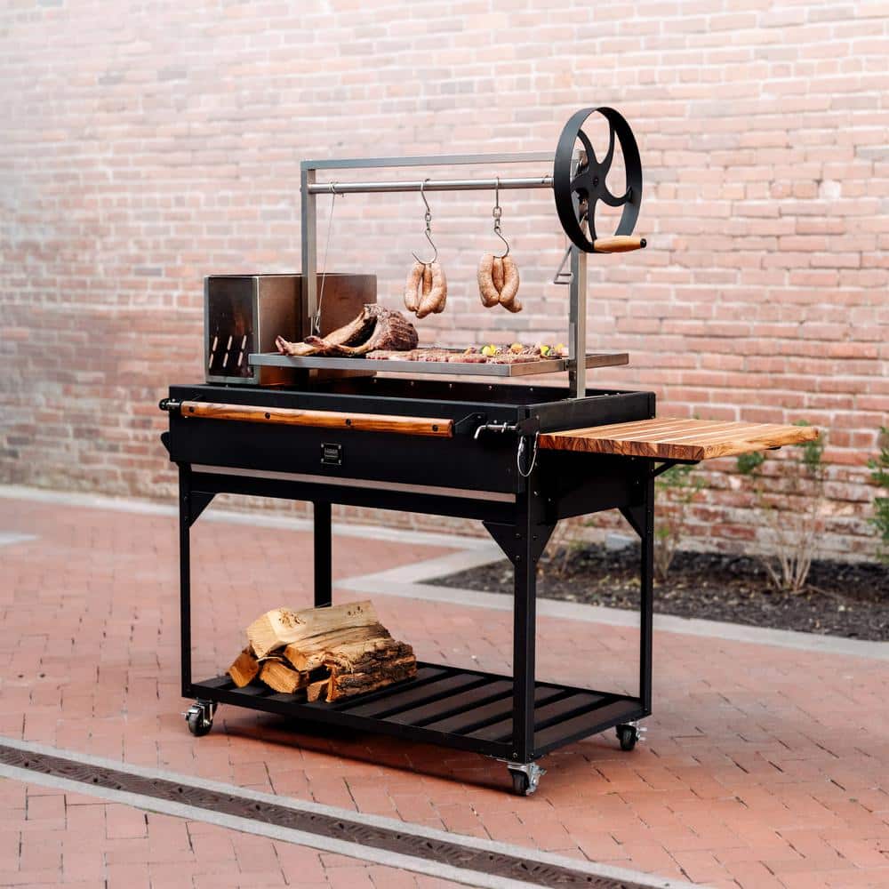 Premium Black Stainless Steel Wood Fire and Charcoal Grill