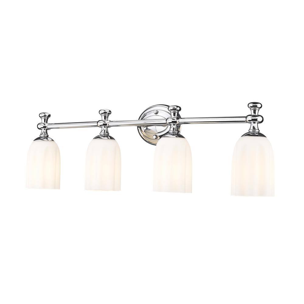 Orion 31.25 in. 4-Light Chrome Vanity-Light with Opal Etched Glass Shade