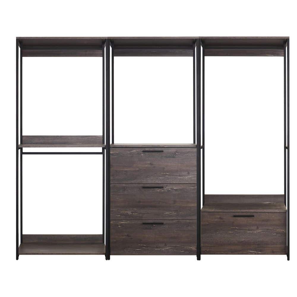 Monica Gray and Black Engineered Wood Closet System with Drawers