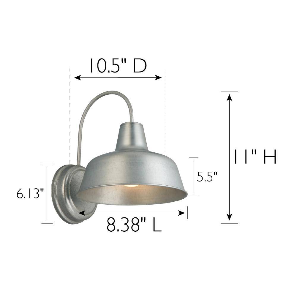 Galvanized Steel 8-Inch Industrial Farmhouse Wall Light