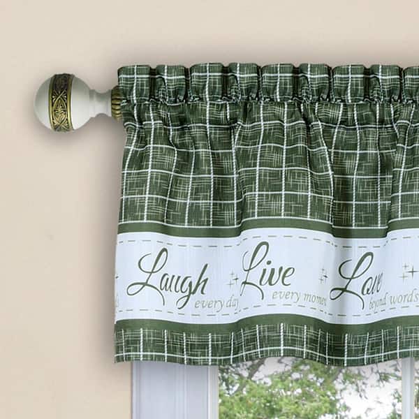 Green Ben & Jonah PrimeHome Collection Live Love Laugh Window Curtain Valance-58x14-Green