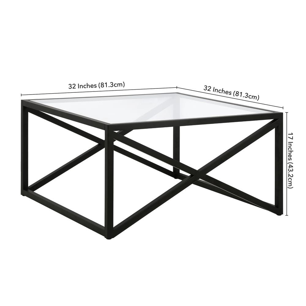 Calix 32'' Blackened Bronze Square Glass Coffee Table