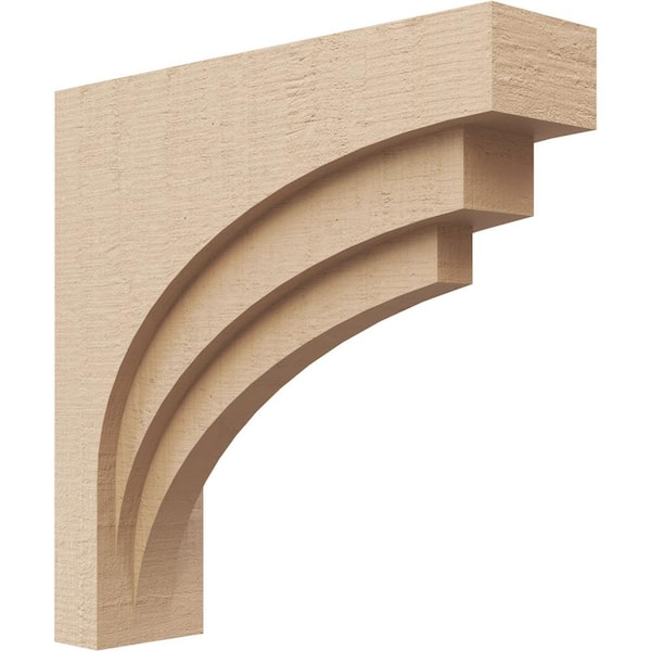 Ekena Millwork 3 in. x 12 in. x 12 in. Series 1 Thin Rockford Rough Cedar Woodgrain Timberthane Polyurethane Corbel, Primed Tan