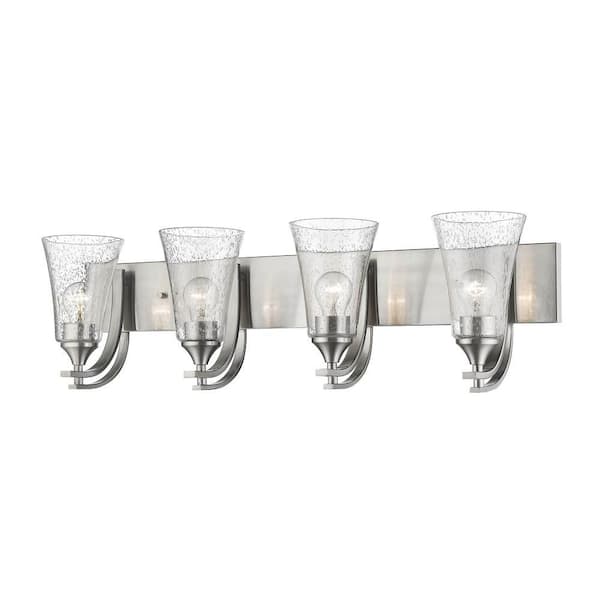 Natalie 4-Light 32 in. Wide Satin Nickel Bathroom Vanity Light