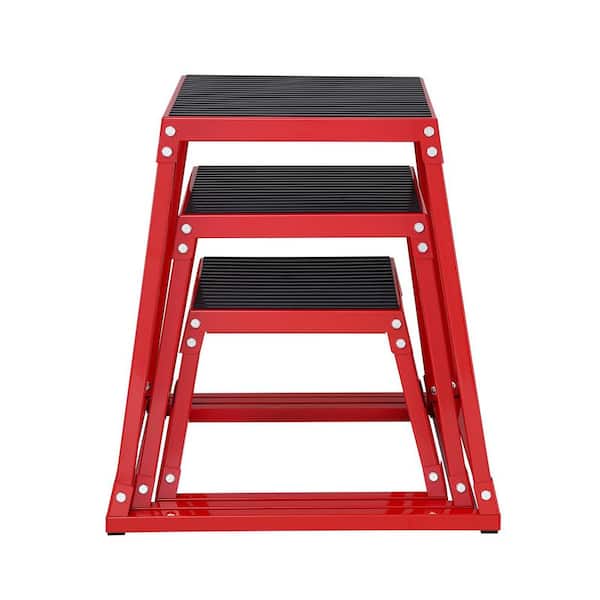 SKYSHALO Plyometric Jump Boxes, 12/18/24 in. Plyo Box, Platform and Jumping Agility Box, Anti-Slip Fitness Exercise, Red