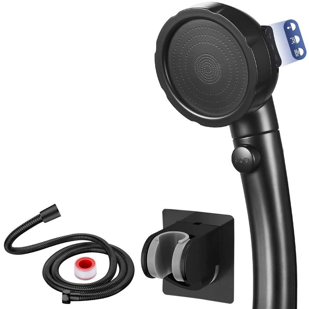 1-Piece High Pressure Shower Head with Pause Button, 3 Spray Modes, Hose and Mounting Hardware in Black for RV Camper price history on PriceWatchPro