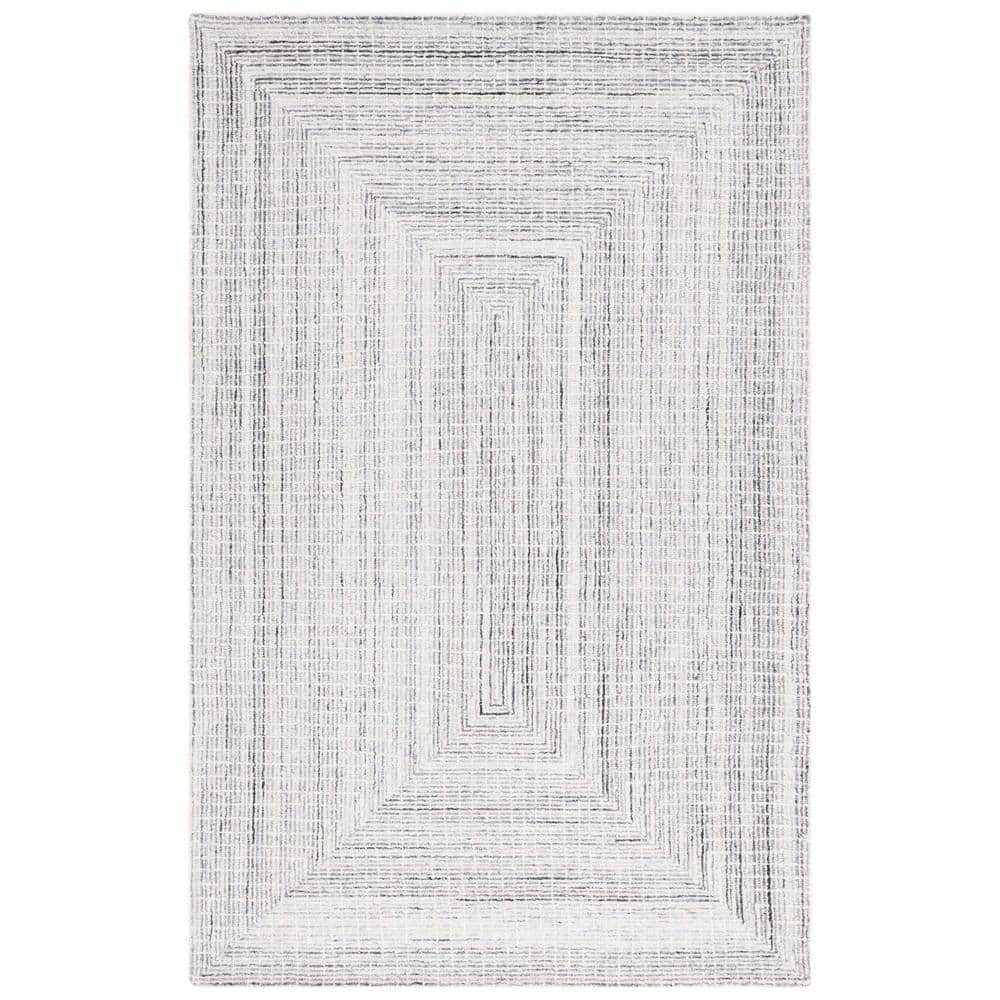 Handmade Tufted Wool Abstract Area Rug - Black/Ivory 9' x 12'
