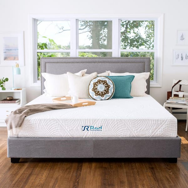 SR Red Sunrising Bedding 12 in. Firm Cool Gel Memory Foam&Supportive Foam Tencel Mattress Cover Cal_King Mattress
