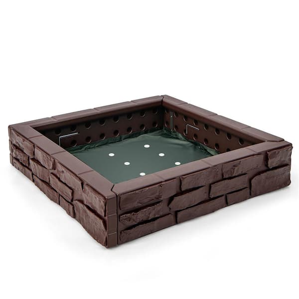 3.92 ft. W x 3.92 ft. L HDPE Square Sandbox with Cover in Brown