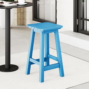 Laguna 24 in. HDPE Plastic All Weather Square Seat Backless Counter Height Outdoor Bar Stool in Pacific Blue