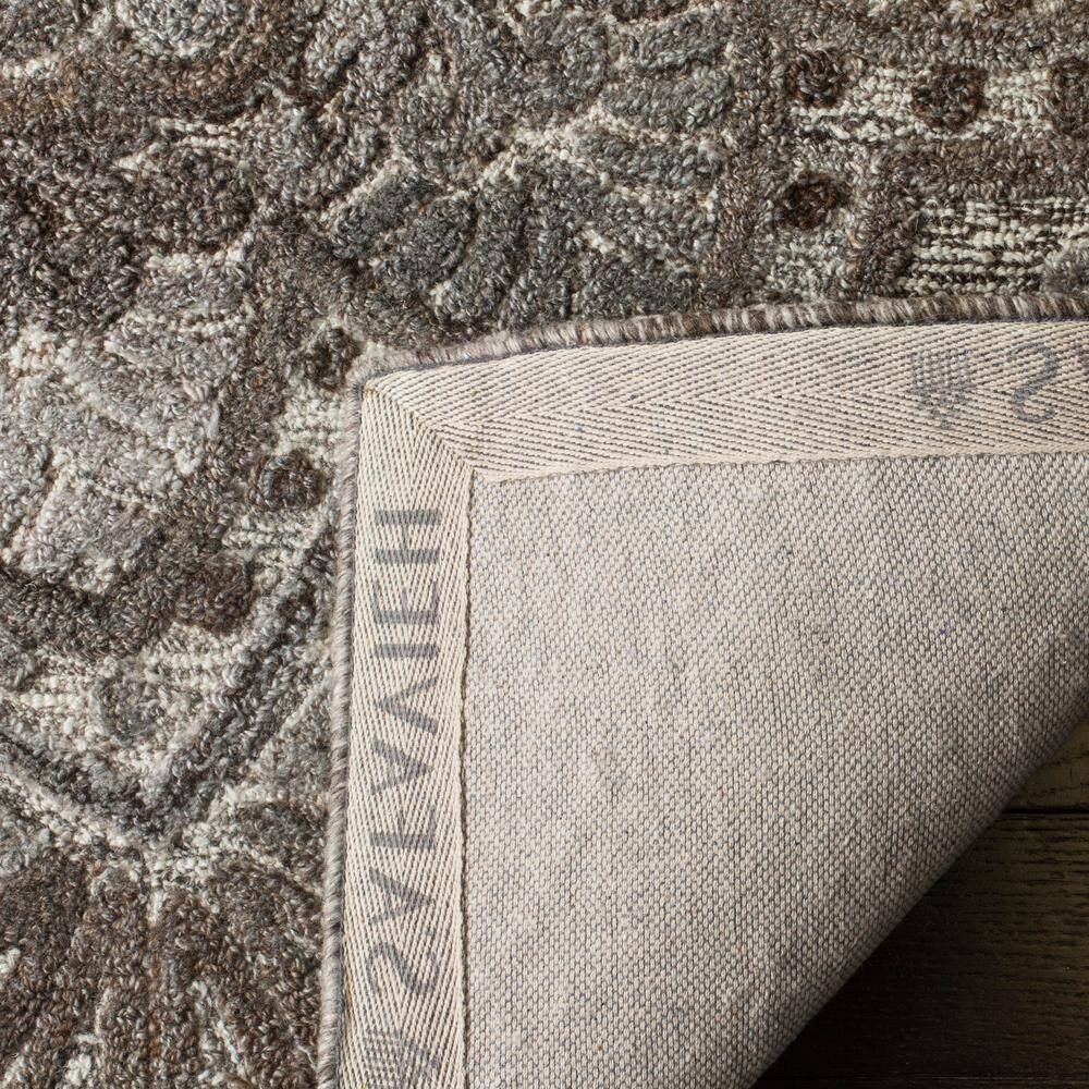 Ivory and Grey Floral Hand-Tufted Wool Square Rug