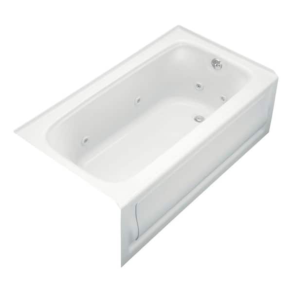 KOHLER Bancroft 5 ft. Acrylic Right Drain Rectangular Alcove Whirlpool Bathtub in White