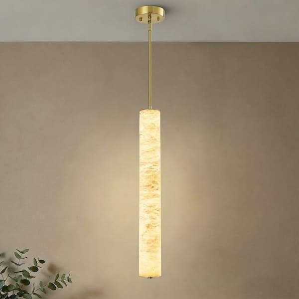 Home Lighting 14W 1-Light Gold Modern Adjustable Alabaster Integrated LED Pendant Lights for Kitchen Island (M1-Pack）