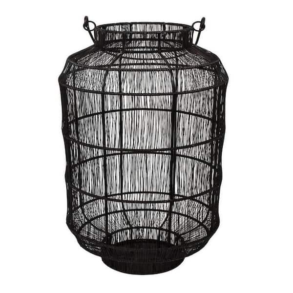 Benjara Black Metal Decorative Candle Lantern with Boho Style Decor