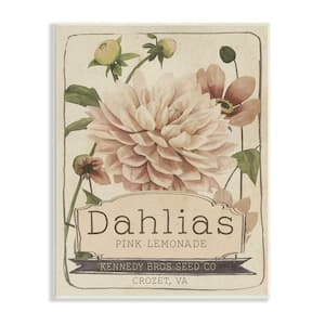 Pink Lemonade Dahlias Vintage Floral Seed Packet By Studio W Unframed Print Nature Wall Art 13 in. x 19 in.