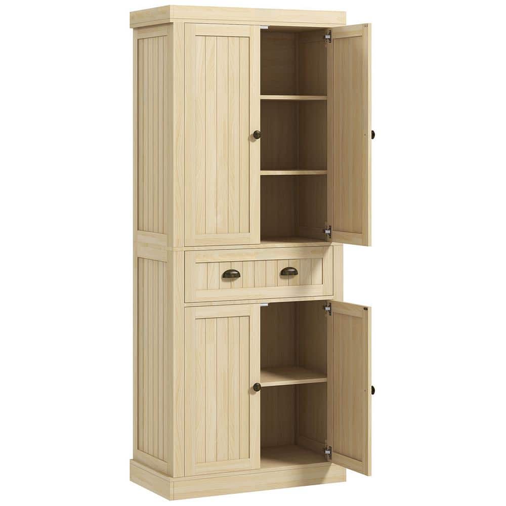 30 in. W x 16 in. D x 72.5 in. H Brown Linen Cabinet Kitchen Pantry with 4-