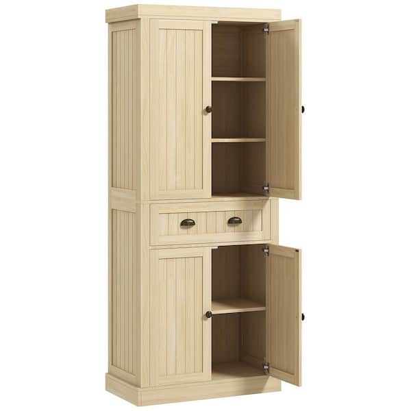 30 in. W x 16 in. D x 72.5 in. H Brown Linen Cabinet Kitchen Pantry with 4-Door, 1-Drawer and Adjustable Shelves