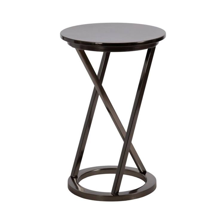 Kate and Laurel Aja 15 in. Pewter Round Metal End Table