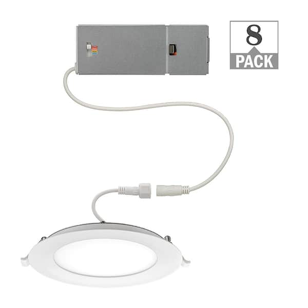 ETI LIGHTING 4 in. Canless Integrated LED Recessed Light Trim 650 Lumens Adjustable CCT New Construction Kitchen Remodel (8-Pack)