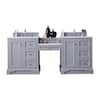 De Soto 82 in. W Double Bath Vanity in Silver Gray with Marble Vanity Top in Carrara White with White Basin