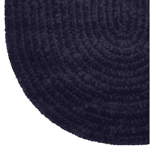 Chenille Braid Collection Navy 24" x 72" Runner 100% Polyester Reversible Solid Area Rug