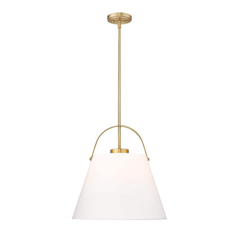Z-Studio Linen Pendant 18 in. 1-Light Heritage Brass Pendant Light
