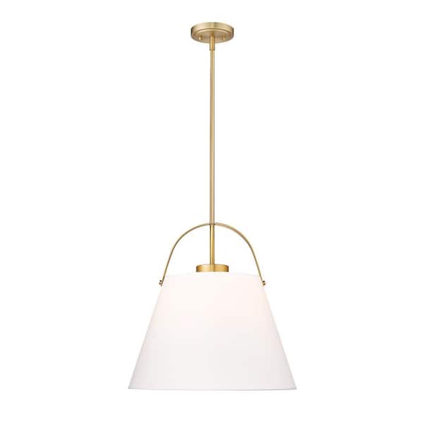 Z-Studio Linen Pendant 18 in. 1-Light Heritage Brass Pendant Light