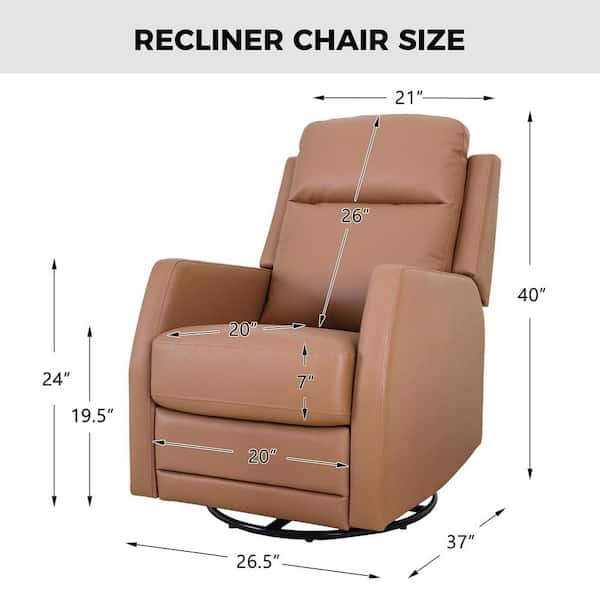 JAYDEN CREATION Coral Classic Camel Faux Leather Swivel Recliner