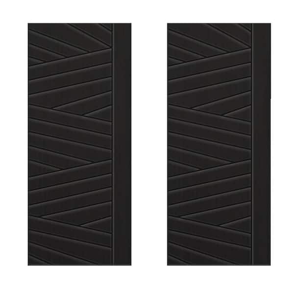 CALHOME 48 in. x 80 in. Hollow Core Black Painted Composite MDF Interior Double Closet Sliding Doors