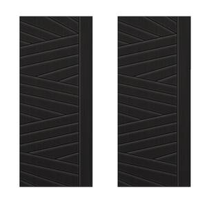 72 in. x 84 in. Hollow Core Black Stained Composite MDF Interior Double Closet Sliding Doors