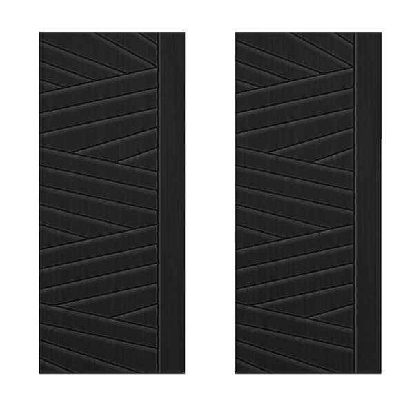 CALHOME 72 in. x 84 in. Hollow Core Black Stained Composite MDF Interior Double Closet Sliding Doors