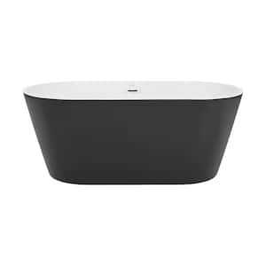 Claire 60 in. Acrylic Flatbottom Freestanding Bathtub in Matte Black and Matte White
