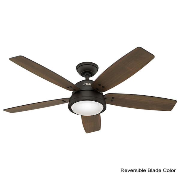 Hunter Channelside 52 In Led Indoor Outdoor Noble Bronze Ceiling Fan With Remote Control 59040 The Home Depot