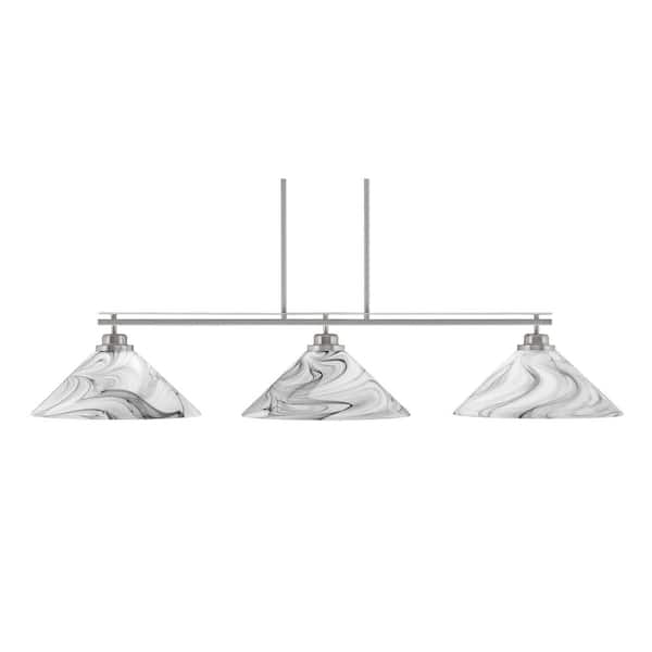Unbranded Monroe 3-Light Billiard Light, Round Fitter, Brushed Nickel Finish, 16 in. Onyx Swirl Glass