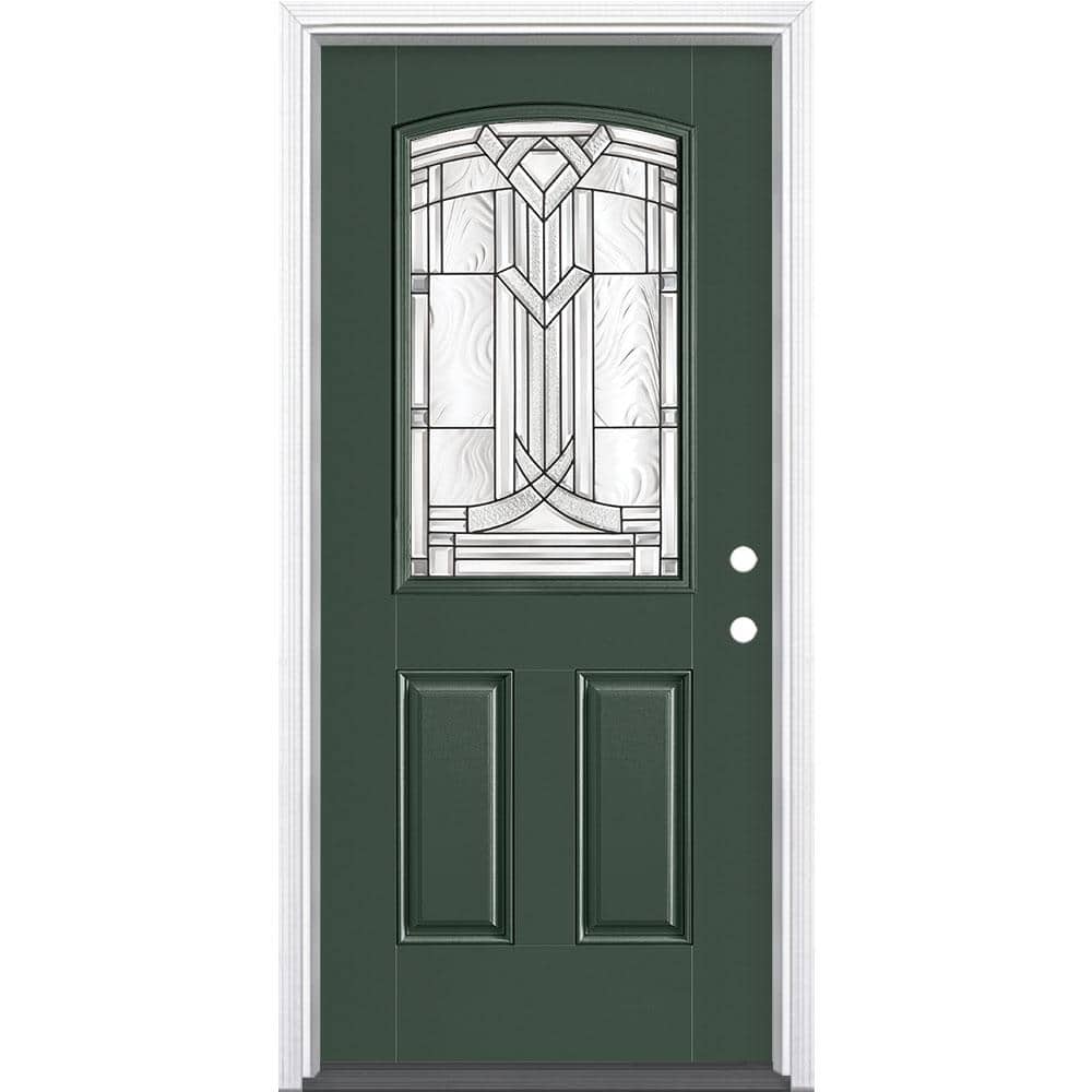 36 in. x 80 in. Chatham Camber Top Half Lite Left Hand Inswing Painted Smooth Fiberglass Prehung Front Door w/ Brickmold price history on PriceWatchPro