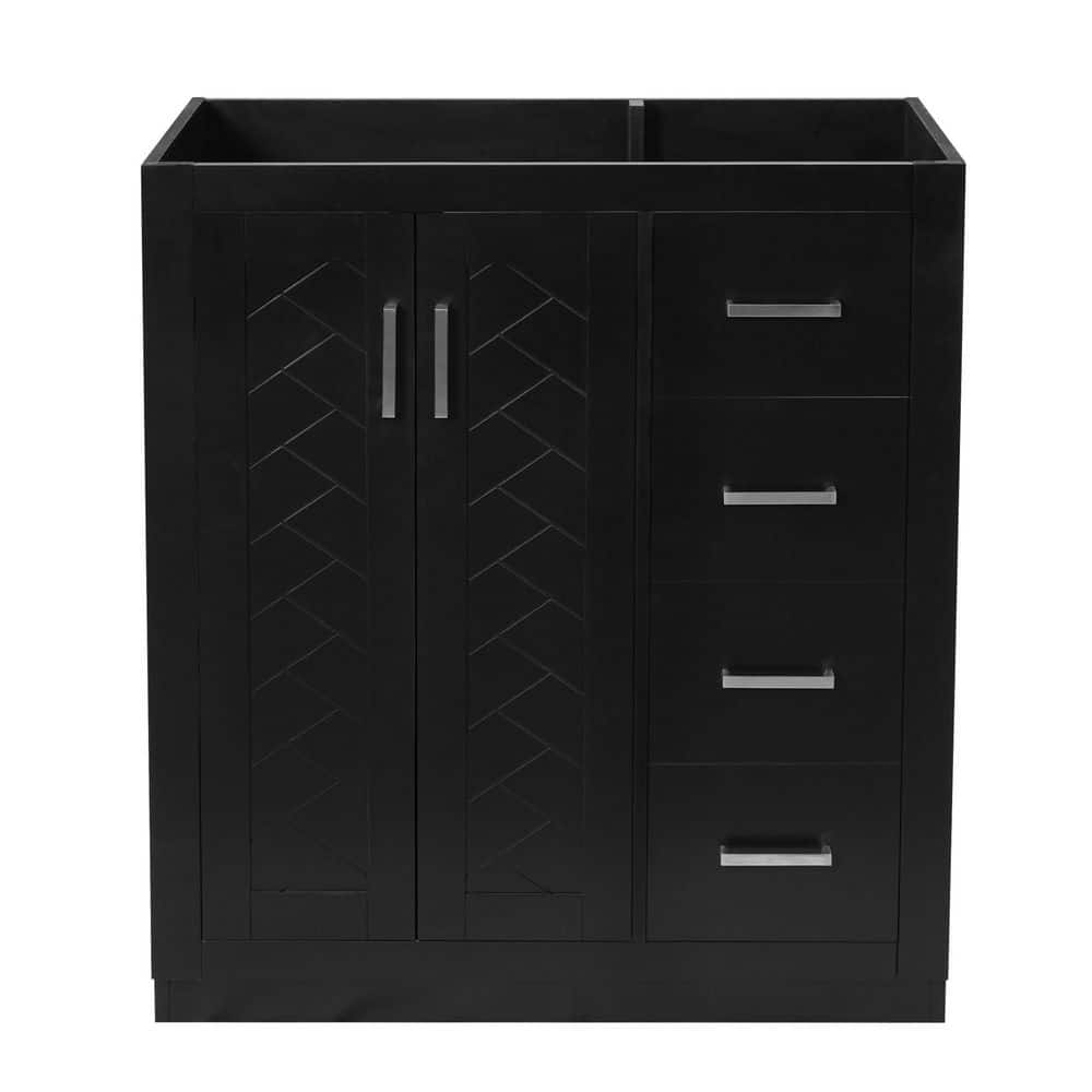 Freestanding 29.5 in. Retro Bath Vanity Cabinet without Top in Black with Right Side 3 Drawers, Soft Closing Doors price history on PriceWatchPro