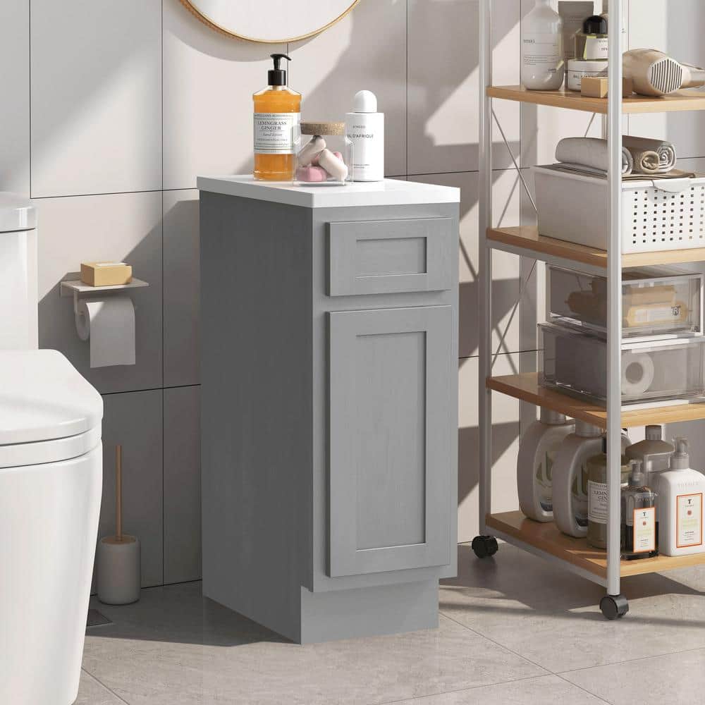 Silver Shaker Style 12" Single Bathroom Vanity Cabinet