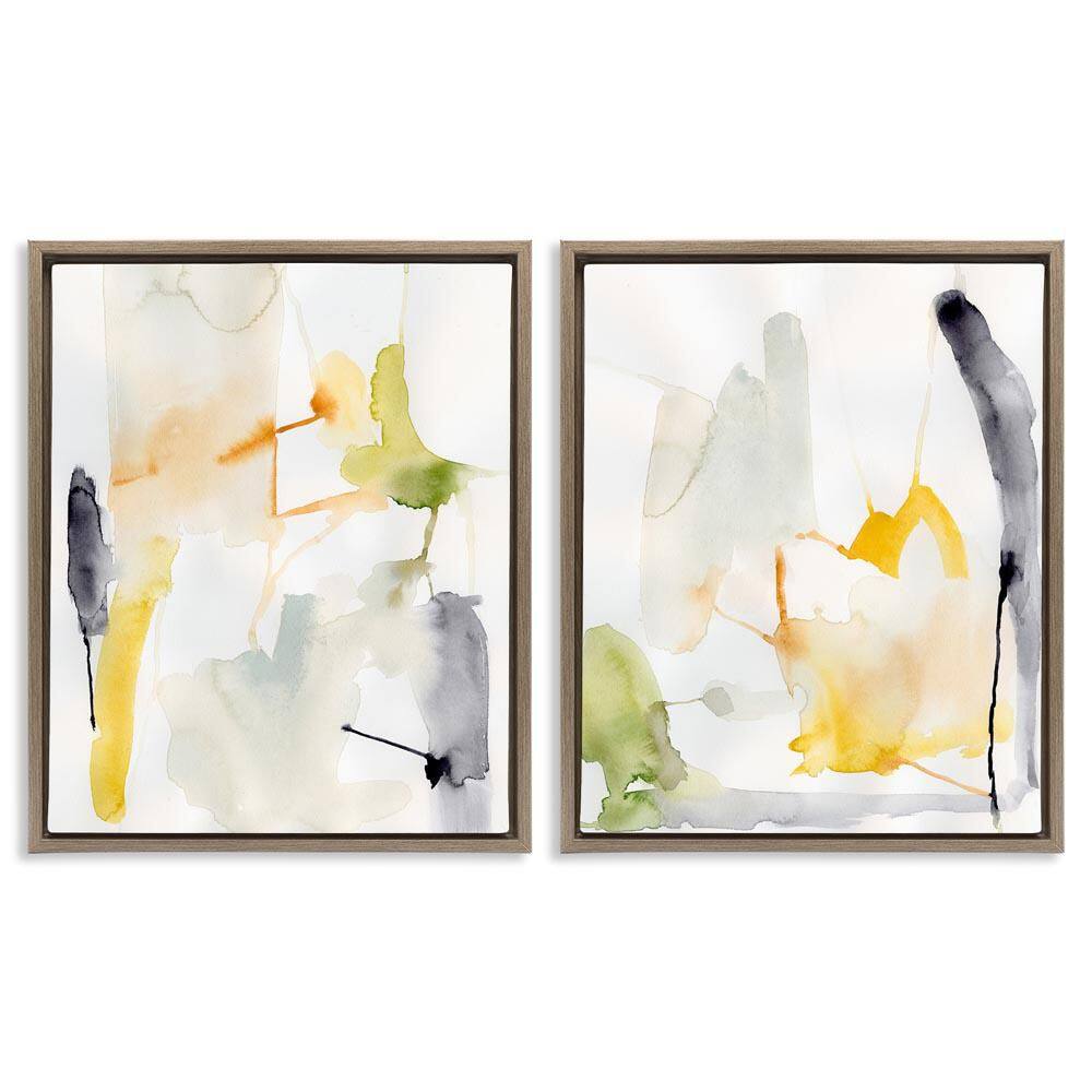 Watercolor Paint Drips by Victoria Barnes 2 Pieces Brown Floater Frame Abstract Graphic Art Print 21 in. x 17 in. price history on PriceWatchPro