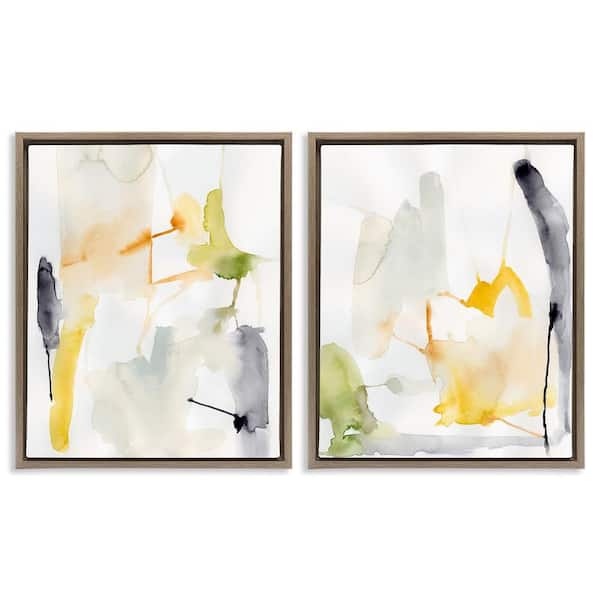 Stupell Industries Watercolor Paint Drips by Victoria Barnes 2 Pieces Brown Floater Frame Abstract Graphic Art Print 21 in. x 17 in.