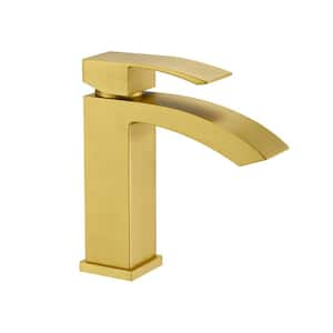 Single Handle Single Hole Bathroom Faucet Spot Resistant in Brushed Gold