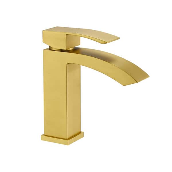 Tahanbath Single Handle Single Hole Bathroom Faucet Spot Resistant in Brushed Gold