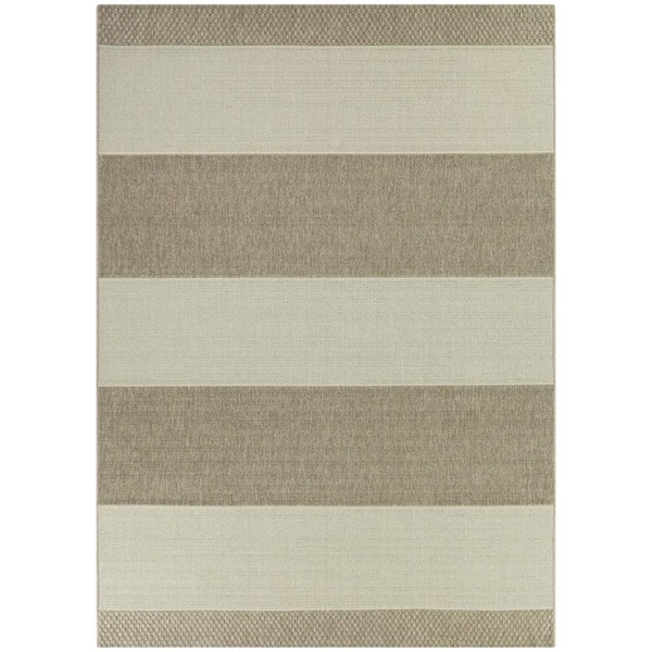 BALTA Louisa Brown 8 ft. x 10 ft.  Striped Indoor/Outdoor Area Rug