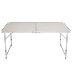 Square Aluminum 47.24 in. x 23.62 in. x 21.65 in. to 27.56 in. Outdoor Portable and Folding Picnic Table